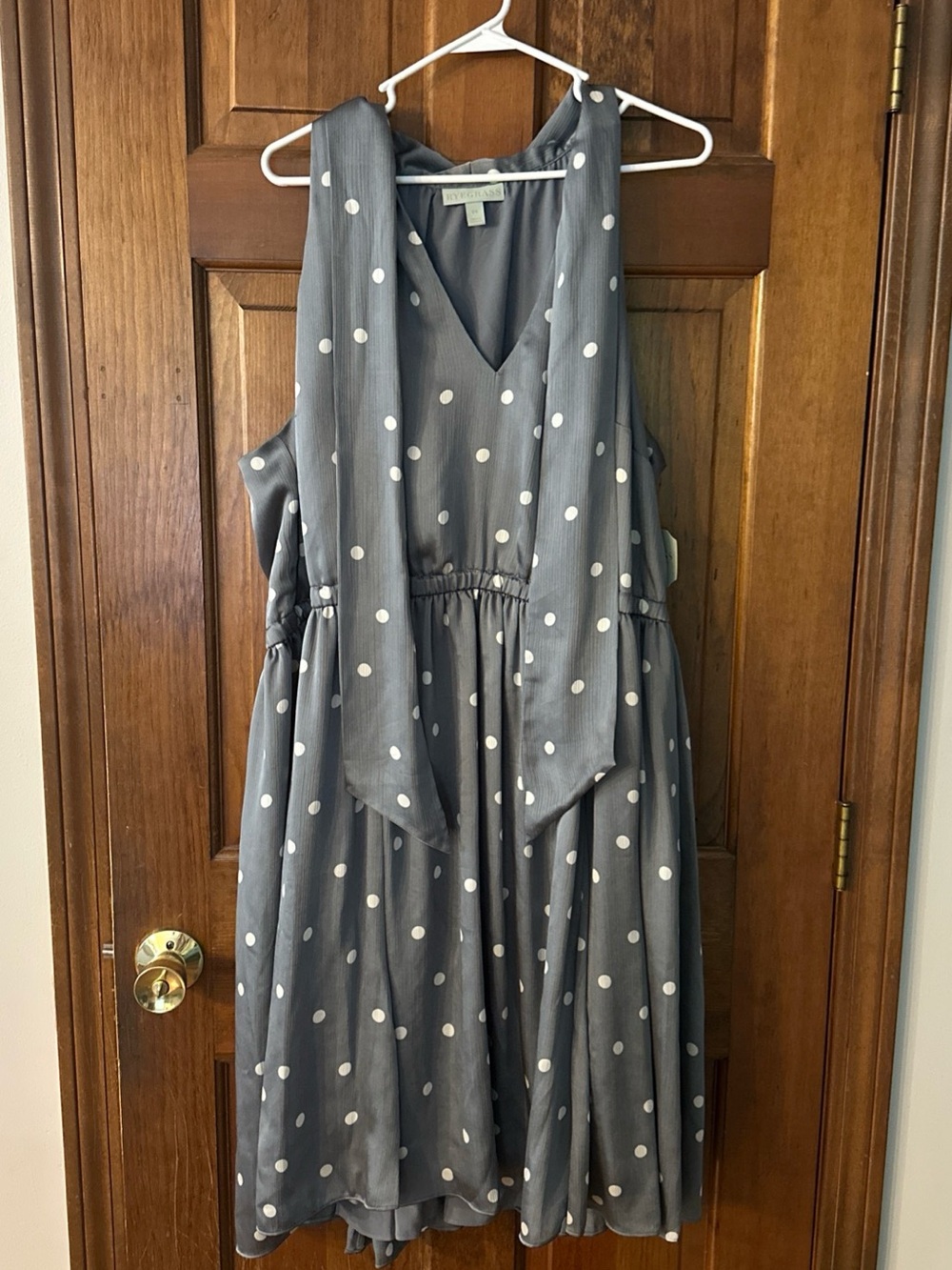 NWT RYEGRASS Gray Polkadot V-Neck Dress Size 2X